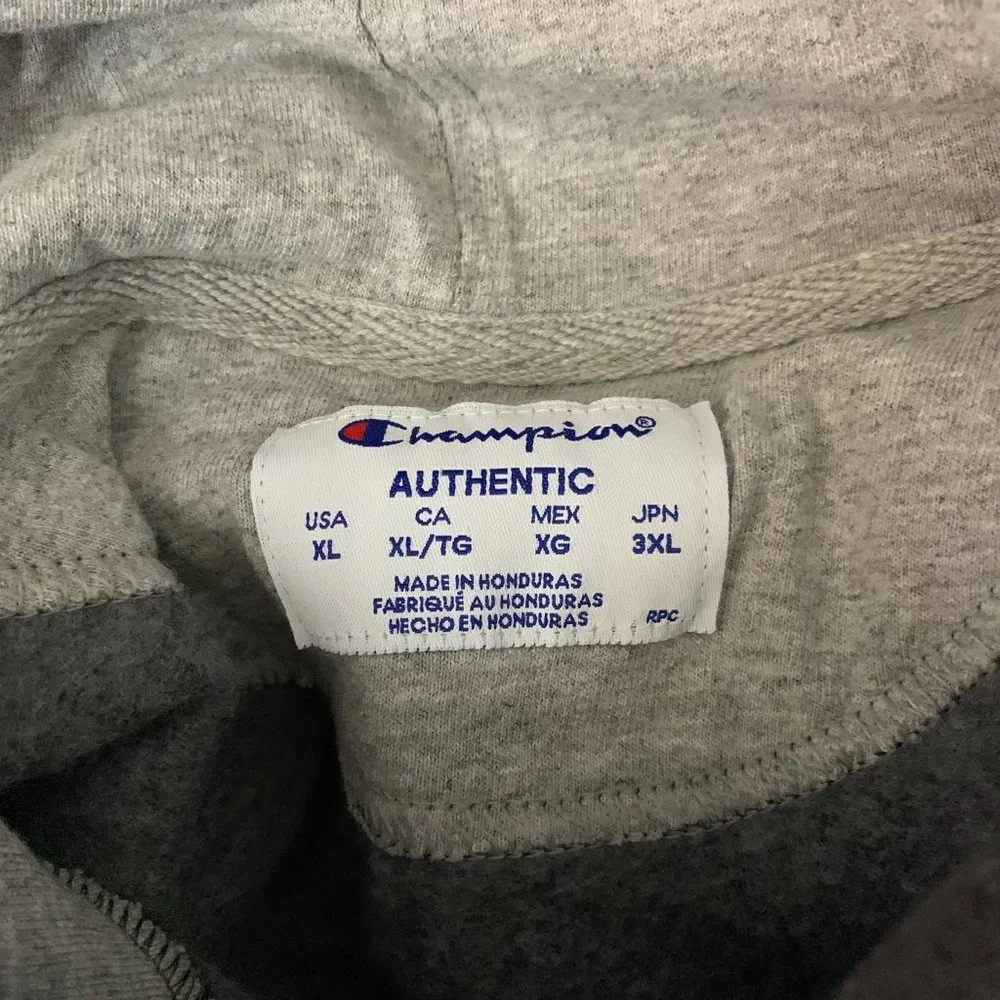 Champion Pullover Eco Fleece Hoodie XL Grey Sweatshirt Kangaroo Pocket